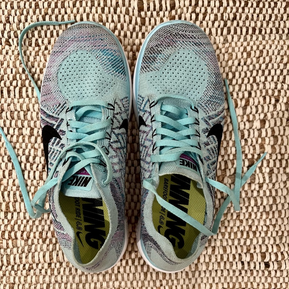 Nike Free Flyknit Running Shoes Women’s Size 9.5 - Light blue